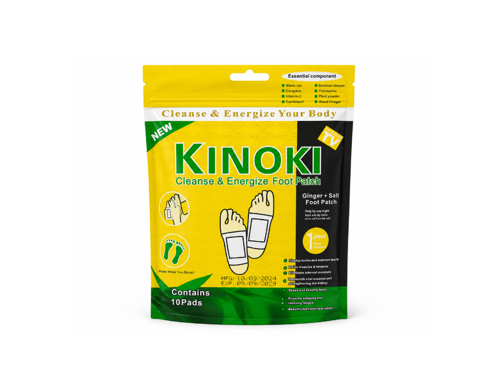 Пластырь детокс для стоп Kinoki с имбирём / 10 штук